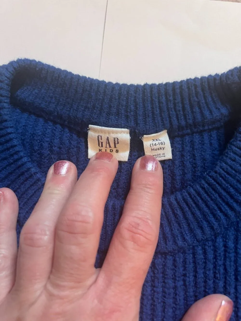 GAP BOYS BLUE CABLE KNIT SWEATER SIZE XXL 14-16 HUSKEY